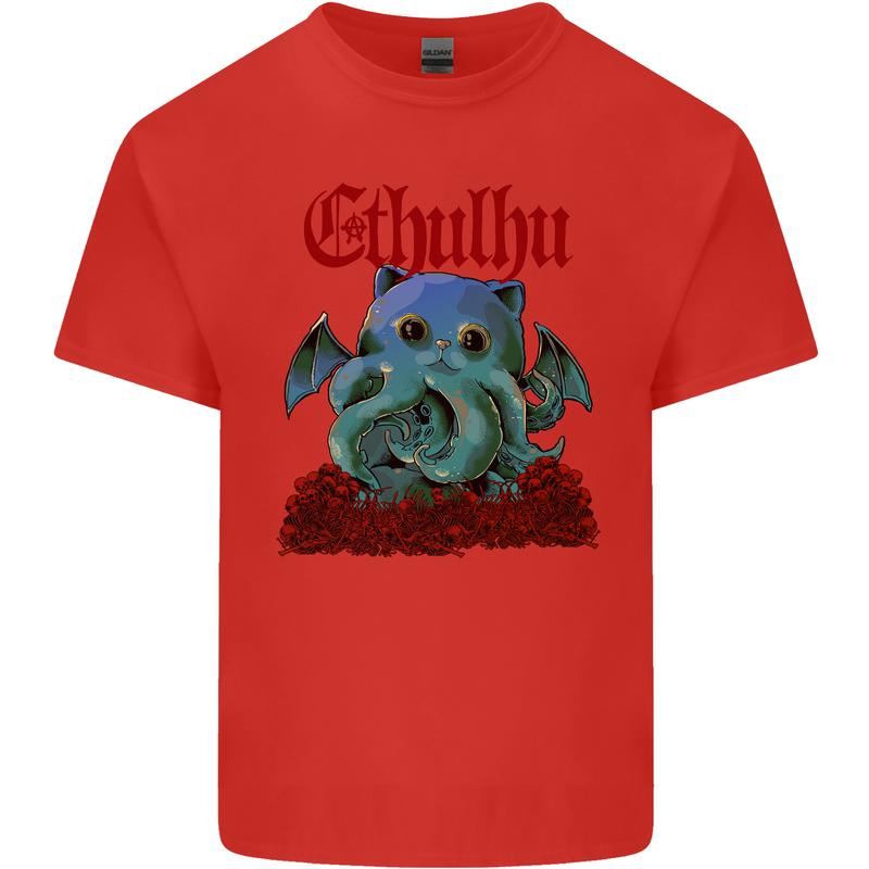 Cathulhu Funny Cat Cthulhu Parody Kraken Kids T-Shirt Childrens Red
