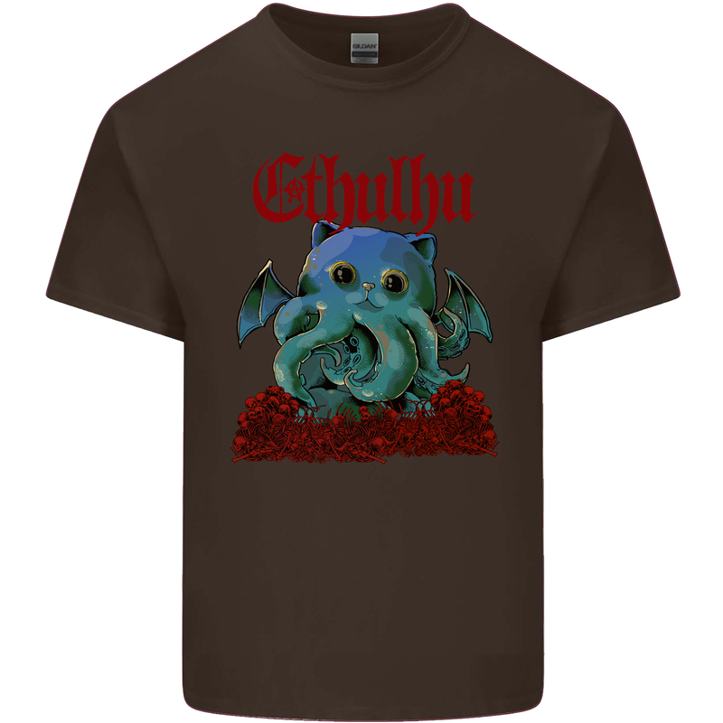 Cathulhu Funny Cat Cthulhu Parody Kraken Mens Cotton T-Shirt Tee Top Dark Chocolate