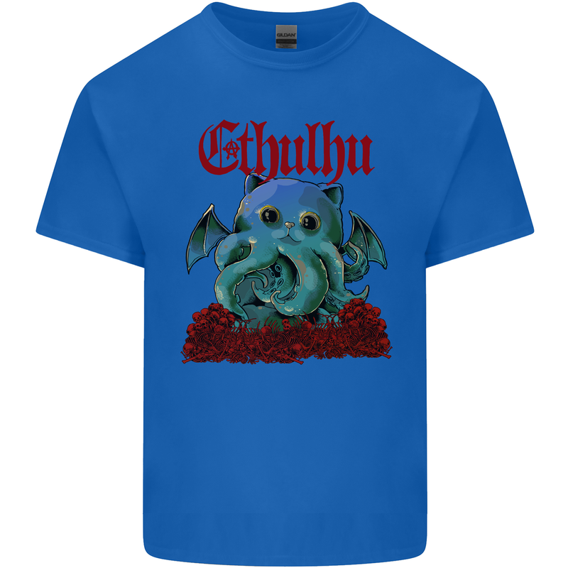Cathulhu Funny Cat Cthulhu Parody Kraken Mens Cotton T-Shirt Tee Top Royal Blue