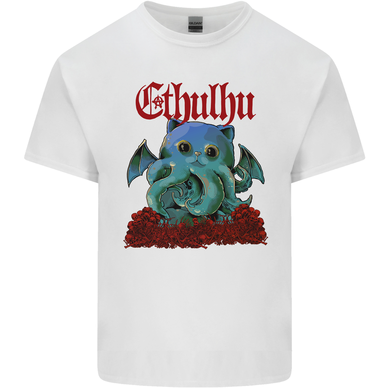 Cathulhu Funny Cat Cthulhu Parody Kraken Mens Cotton T-Shirt Tee Top White