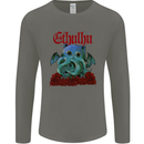 Cathulhu Funny Cat Cthulhu Parody Kraken Mens Long Sleeve T-Shirt Charcoal