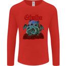 Cathulhu Funny Cat Cthulhu Parody Kraken Mens Long Sleeve T-Shirt Red