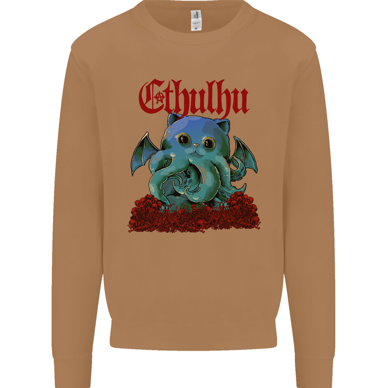 Cathulhu Funny Cat Cthulhu Parody Kraken Mens Sweatshirt Jumper Caramel Latte