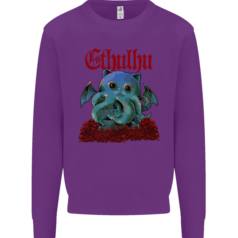 Cathulhu Funny Cat Cthulhu Parody Kraken Mens Sweatshirt Jumper Purple