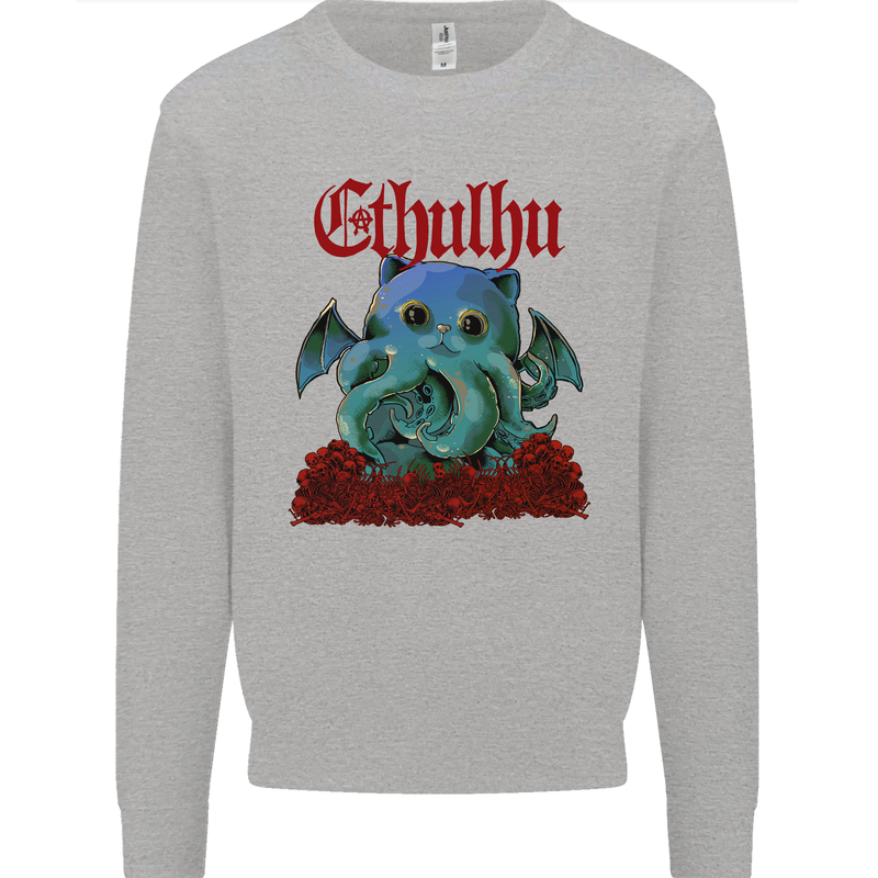 Cathulhu Funny Cat Cthulhu Parody Kraken Mens Sweatshirt Jumper Sports Grey