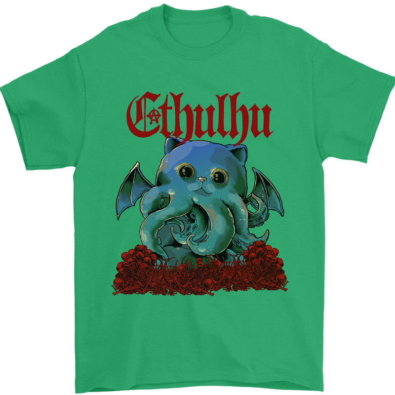 Cathulhu Funny Cat Cthulhu Parody Kraken Mens T-Shirt Cotton Gildan Irish Green
