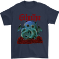 Cathulhu Funny Cat Cthulhu Parody Kraken Mens T-Shirt Cotton Gildan Navy Blue
