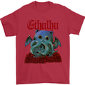 Cathulhu Funny Cat Cthulhu Parody Kraken Mens T-Shirt Cotton Gildan Red