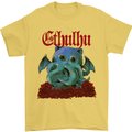 Cathulhu Funny Cat Cthulhu Parody Kraken Mens T-Shirt Cotton Gildan Yellow