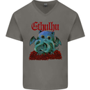 Cathulhu Funny Cat Cthulhu Parody Kraken Mens V-Neck Cotton T-Shirt Charcoal