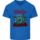 Cathulhu Funny Cat Cthulhu Parody Kraken Mens V-Neck Cotton T-Shirt Royal Blue