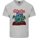 Cathulhu Funny Cat Cthulhu Parody Kraken Mens V-Neck Cotton T-Shirt Sports Grey