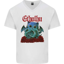 Cathulhu Funny Cat Cthulhu Parody Kraken Mens V-Neck Cotton T-Shirt White