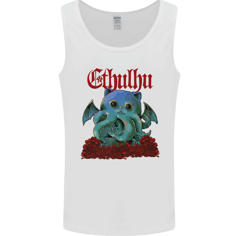 Cathulhu Funny Cat Cthulhu Parody Kraken Mens Vest Tank Top White