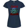 Cathulhu Funny Cat Cthulhu Parody Kraken Womens Petite Cut T-Shirt Navy Blue