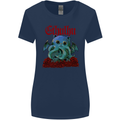 Cathulhu Funny Cat Cthulhu Parody Kraken Womens Wider Cut T-Shirt Navy Blue