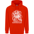 Catronomicon Devil Octopus Cat Mythology Childrens Kids Hoodie Bright Red