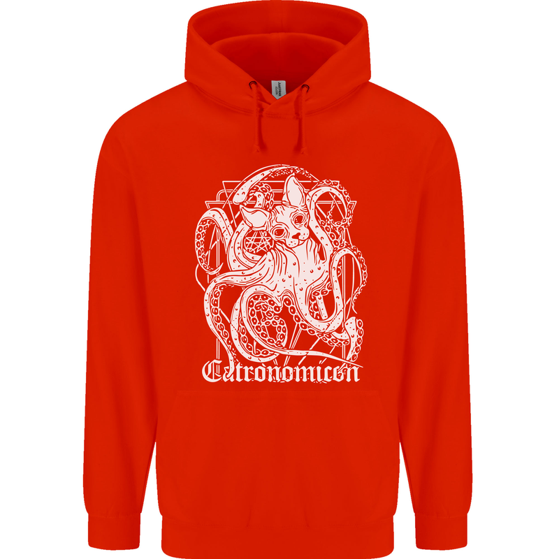 Catronomicon Devil Octopus Cat Mythology Childrens Kids Hoodie Bright Red