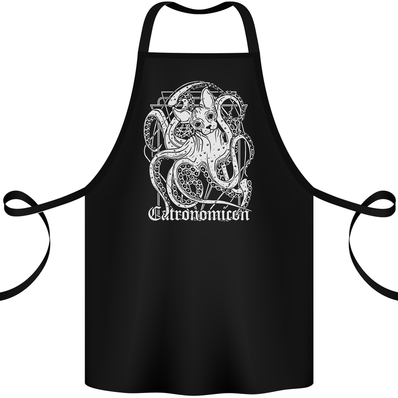 Catronomicon Devil Octopus Cat Mythology Cotton Apron 100% Organic Black