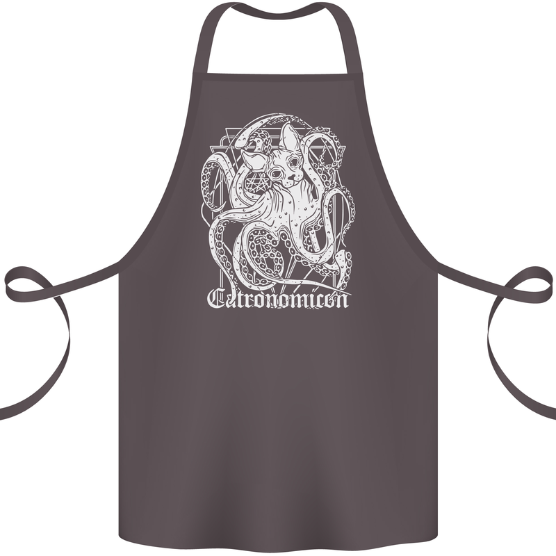 Catronomicon Devil Octopus Cat Mythology Cotton Apron 100% Organic Dark Grey