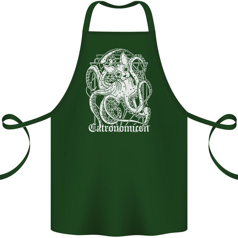 Catronomicon Devil Octopus Cat Mythology Cotton Apron 100% Organic Forest Green