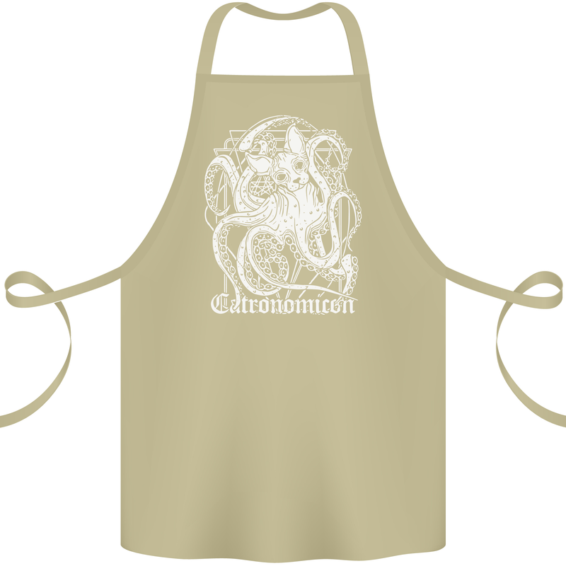 Catronomicon Devil Octopus Cat Mythology Cotton Apron 100% Organic Khaki