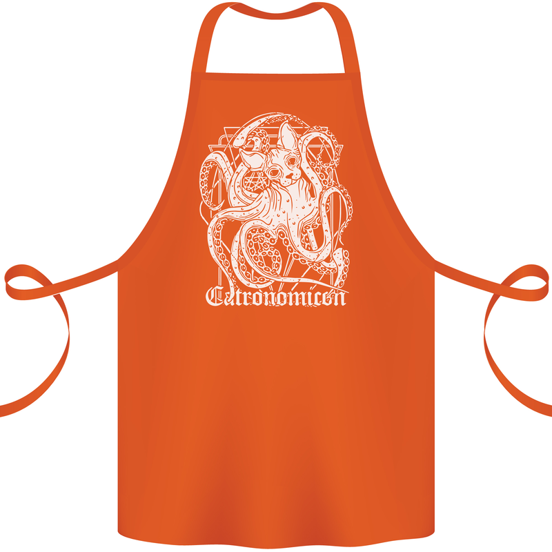 Catronomicon Devil Octopus Cat Mythology Cotton Apron 100% Organic Orange