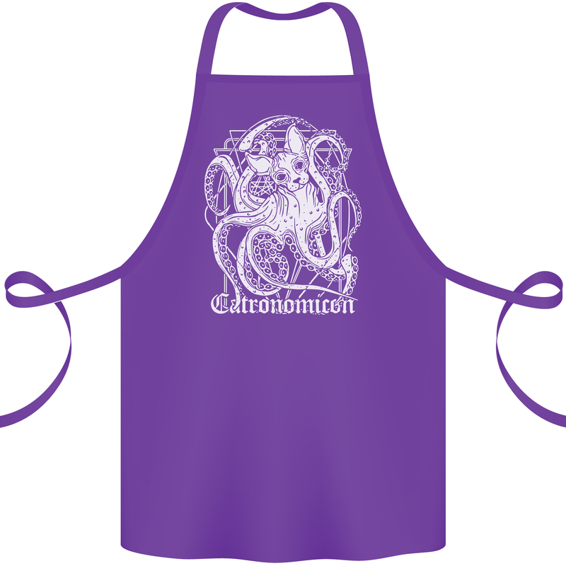 Catronomicon Devil Octopus Cat Mythology Cotton Apron 100% Organic Purple