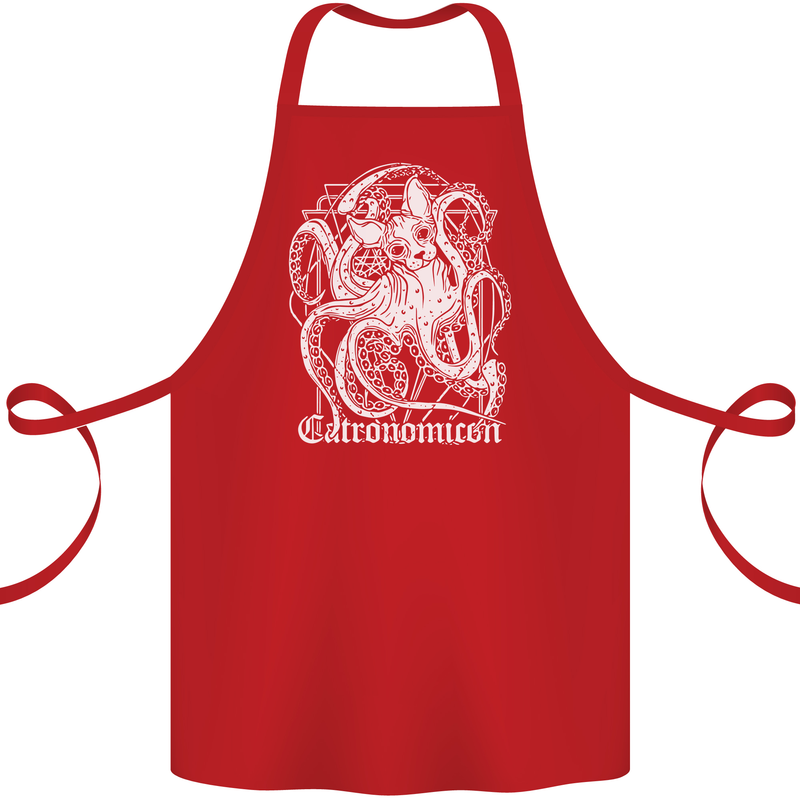 Catronomicon Devil Octopus Cat Mythology Cotton Apron 100% Organic Red