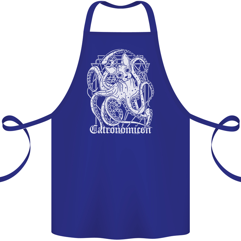 Catronomicon Devil Octopus Cat Mythology Cotton Apron 100% Organic Royal Blue