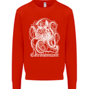 Catronomicon Devil Octopus Cat Mythology Kids Sweatshirt Jumper Bright Red