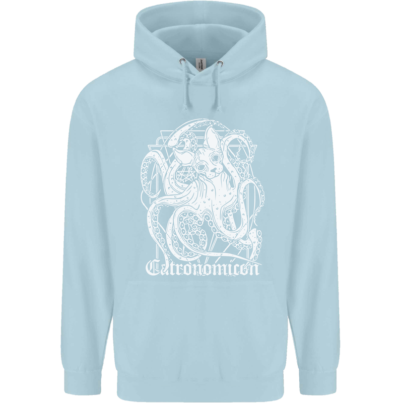 Catronomicon Devil Octopus Cat Mythology Mens 80% Cotton Hoodie Light Blue