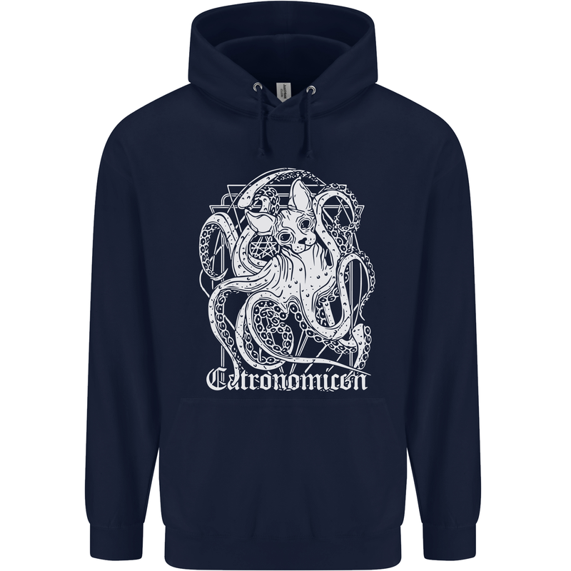 Catronomicon Devil Octopus Cat Mythology Mens 80% Cotton Hoodie Navy Blue