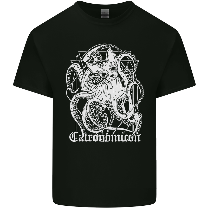 Catronomicon Devil Octopus Cat Mythology Mens Cotton T-Shirt Tee Top Black