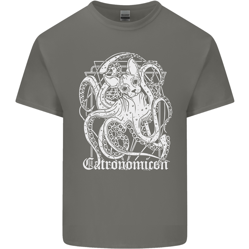 Catronomicon Devil Octopus Cat Mythology Mens Cotton T-Shirt Tee Top Charcoal