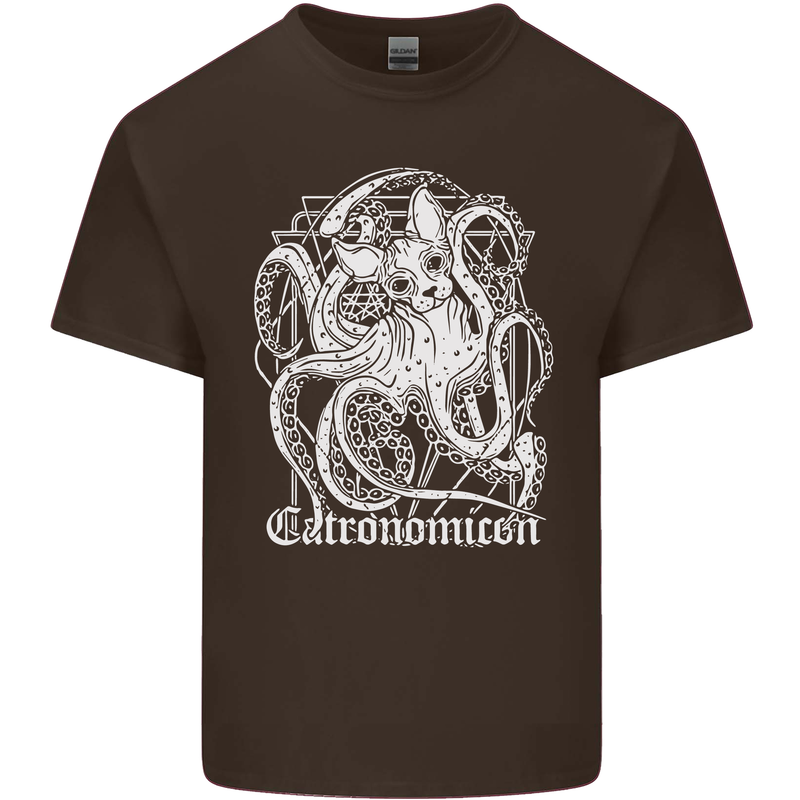 Catronomicon Devil Octopus Cat Mythology Mens Cotton T-Shirt Tee Top Dark Chocolate