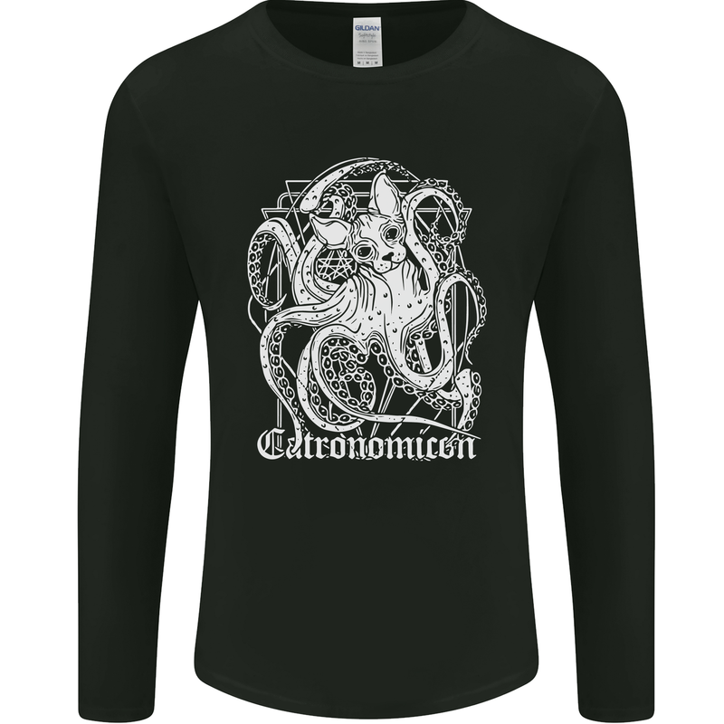 Catronomicon Devil Octopus Cat Mythology Mens Long Sleeve T-Shirt Black