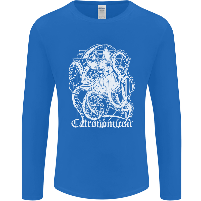 Catronomicon Devil Octopus Cat Mythology Mens Long Sleeve T-Shirt Royal Blue