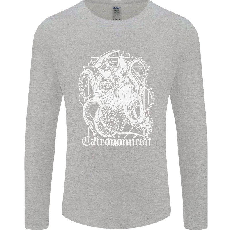 Catronomicon Devil Octopus Cat Mythology Mens Long Sleeve T-Shirt Sports Grey