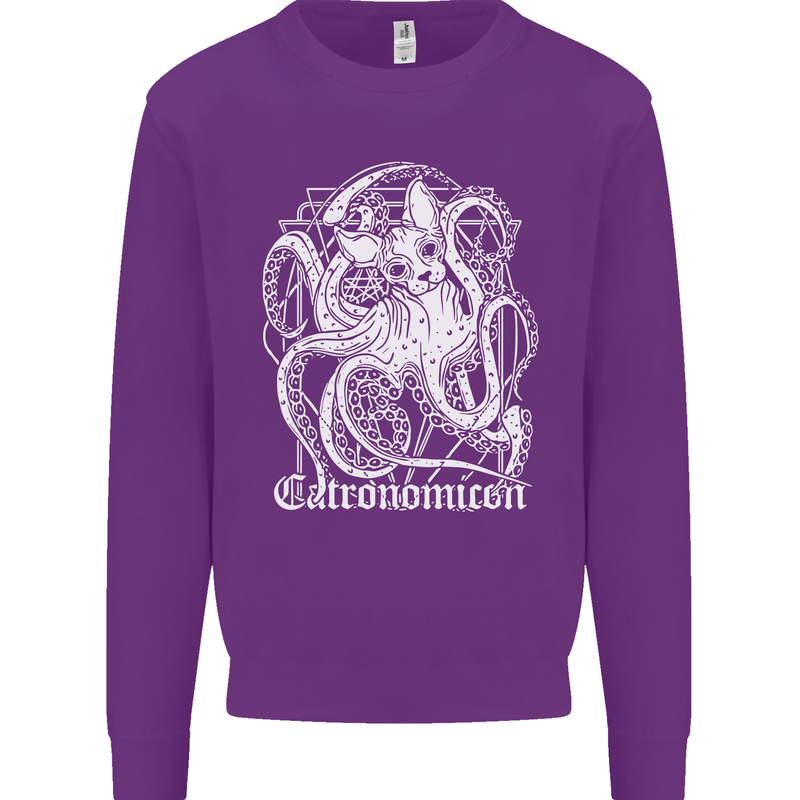 Catronomicon Devil Octopus Cat Mythology Mens Sweatshirt Jumper Purple