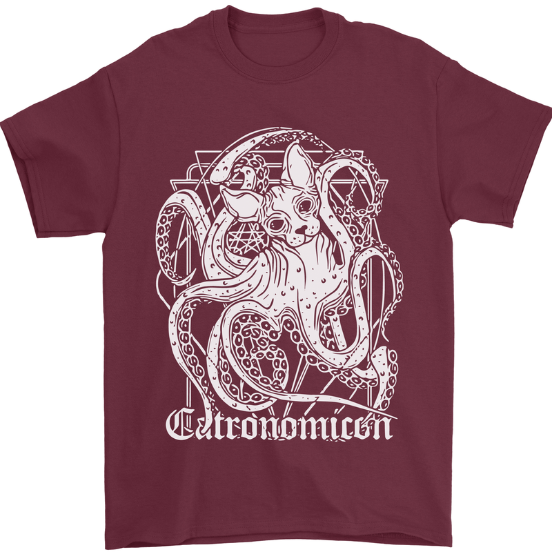 Catronomicon Devil Octopus Cat Mythology Mens T-Shirt Cotton Gildan Maroon