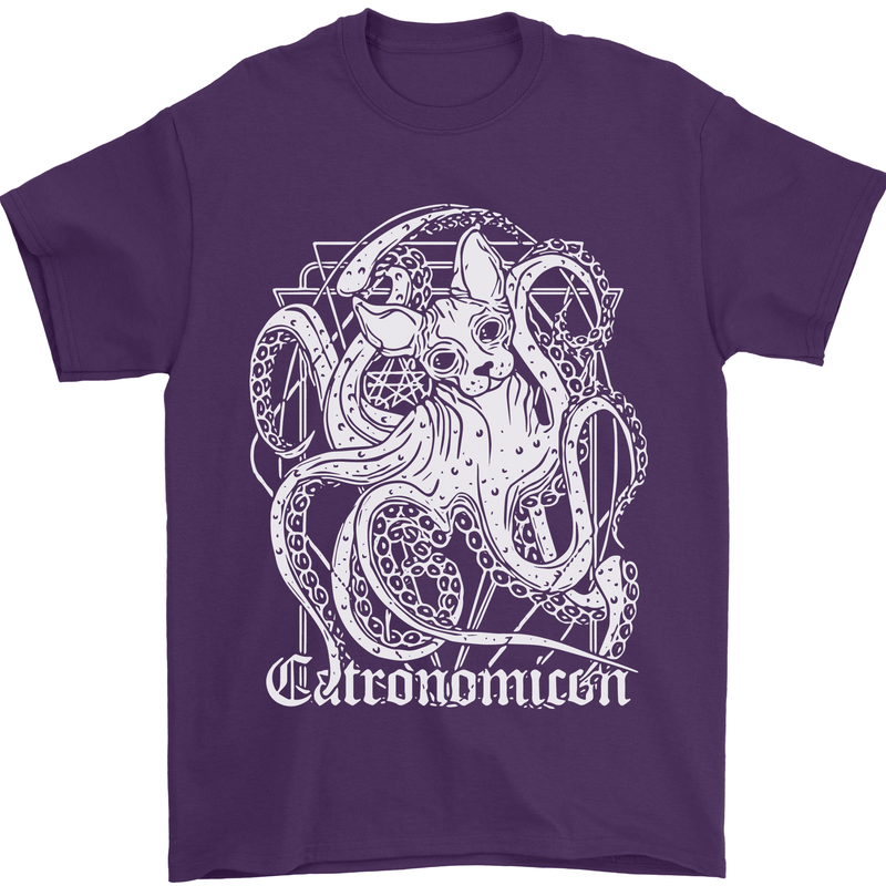 Catronomicon Devil Octopus Cat Mythology Mens T-Shirt Cotton Gildan Purple