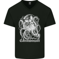 Catronomicon Devil Octopus Cat Mythology Mens V-Neck Cotton T-Shirt Black