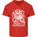 Catronomicon Devil Octopus Cat Mythology Mens V-Neck Cotton T-Shirt Red