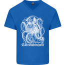 Catronomicon Devil Octopus Cat Mythology Mens V-Neck Cotton T-Shirt Royal Blue
