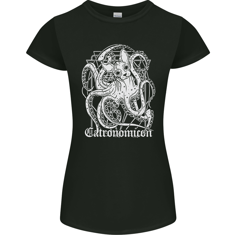 Catronomicon Devil Octopus Cat Mythology Womens Petite Cut T-Shirt Black