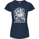Catronomicon Devil Octopus Cat Mythology Womens Petite Cut T-Shirt Navy Blue
