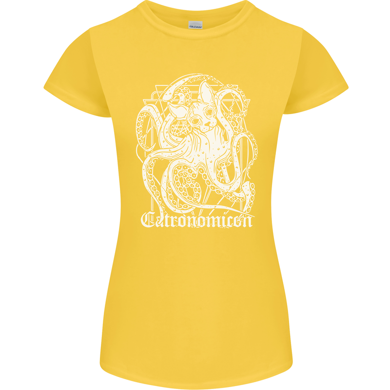 Catronomicon Devil Octopus Cat Mythology Womens Petite Cut T-Shirt Yellow