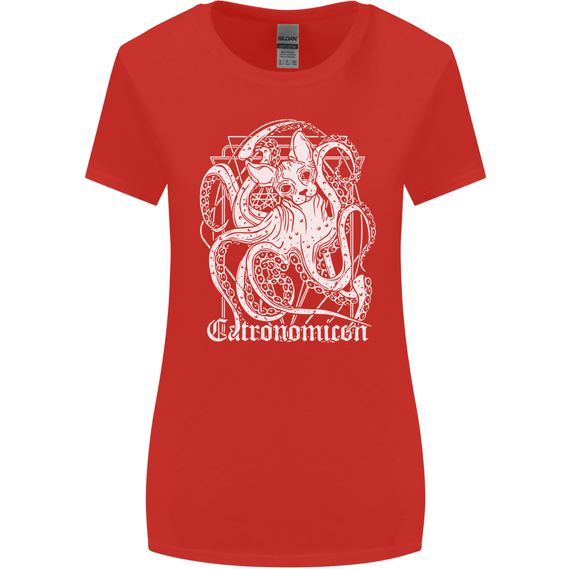 Catronomicon Devil Octopus Cat Mythology Womens Wider Cut T-Shirt Red