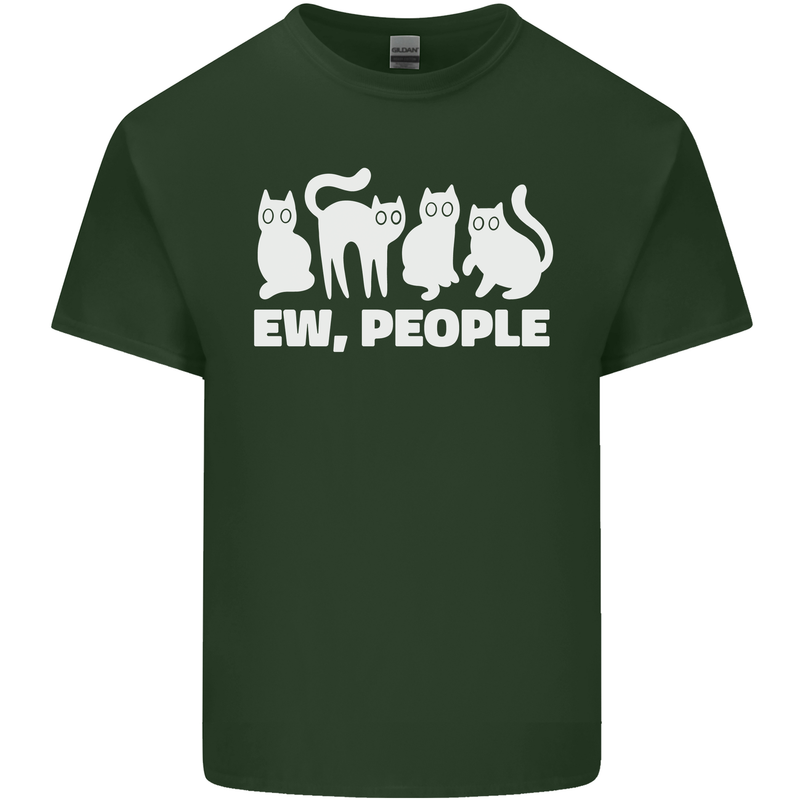 Cats Ew People Funny Mens Cotton T-Shirt Tee Top Forest Green